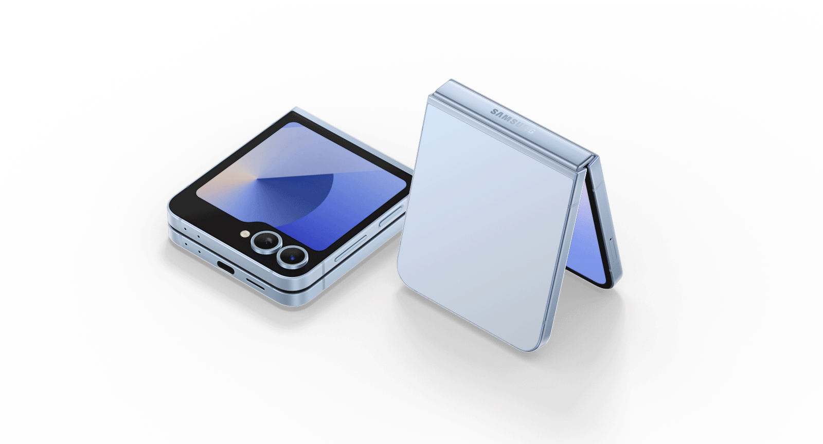 Изображение для всплывающего окна с синим Galaxy Z Flip6.